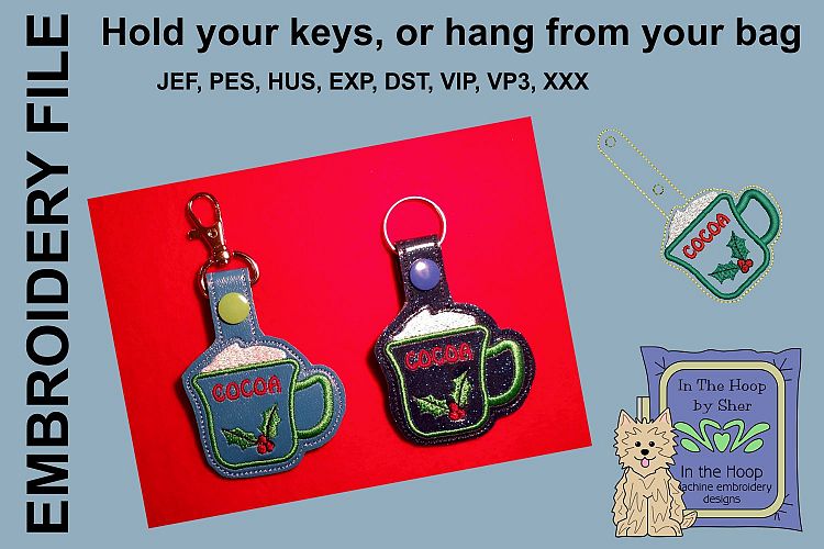 ITH Christmas Cocoa Key Fob - Embroidery Design