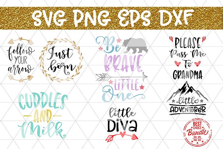 Cute Onesie Bundle SVG Cut File, Newborn SVG, EPS, PNG, DXF