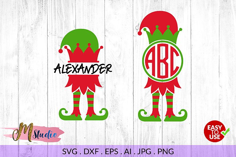 Elf legs monogram svg, for Silhouette Cameo or Cricut