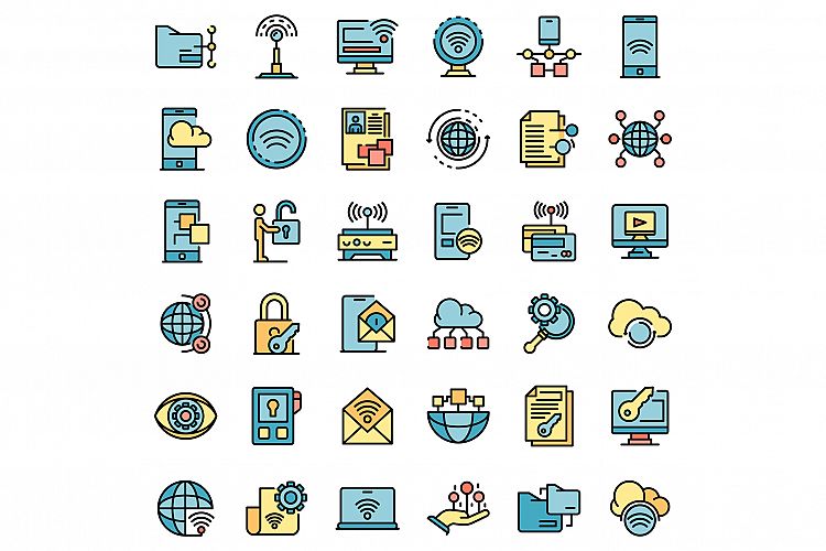 Remote access icons set vector flat example image 1