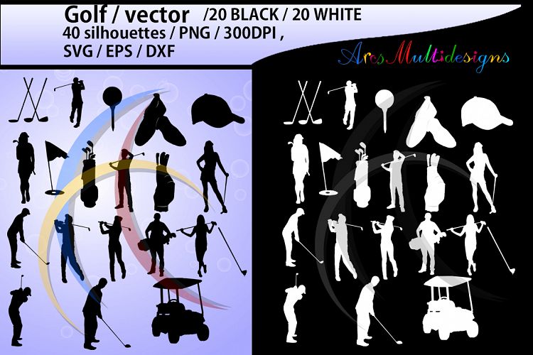 golf / golf SVG / golf silhouette / golf clipart / printable golf players / golf game set / EPS / PNG file /High Quality Vector / Dxf