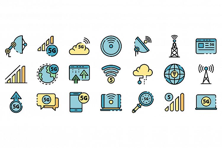 5G technology icons set vector flat example image 1