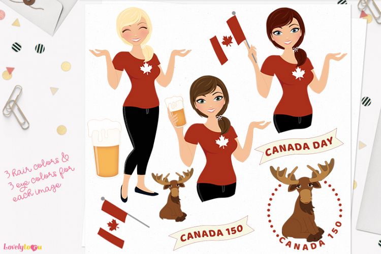 Woman Canadian character clip art (L269 Georgia)