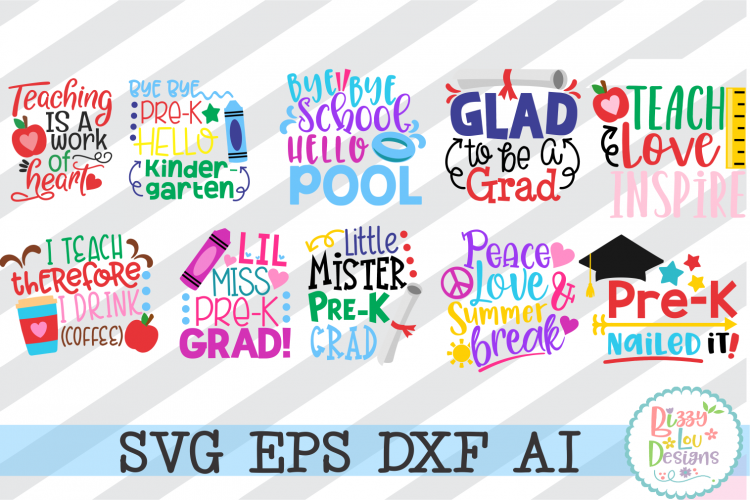 Teacher, Grad, School Bundle SVG DXF EPS AI Cutting Fi
