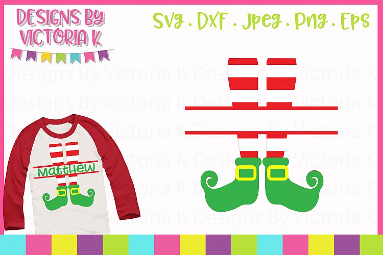 Elf Legs Split Monogram, SVG, DXF, PNG