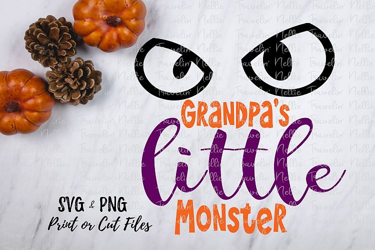 Grandpas Little Monster Halloween Holiday Cut Print SVG