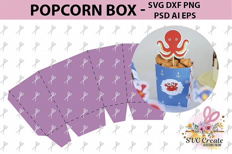 Download Popcorn box template svg dxf ai eps png papercutting ...