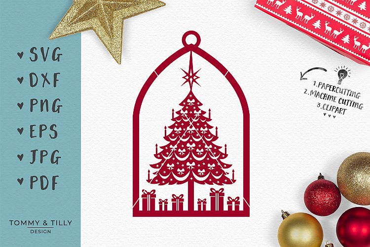 Hanging Christmas Tree - SVG EPS DXF PNG PDF JPG Cut File