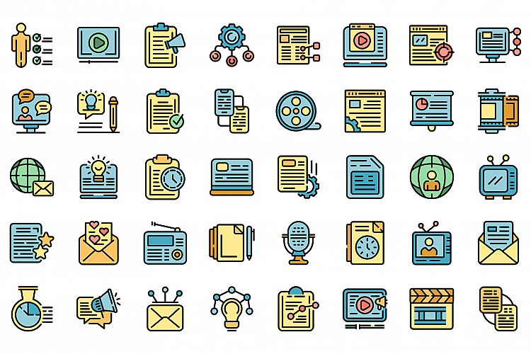 Social project icons set vector flat example image 1