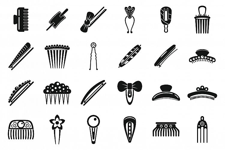 Barrette accessories icons set, simple style example image 1