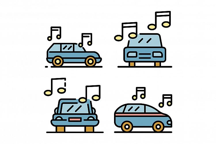 Car audio icons set vector flat example image 1