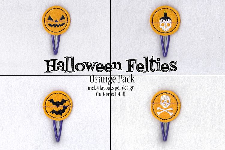 Halloween ITH Orange Set of 4 Embroidery Designs