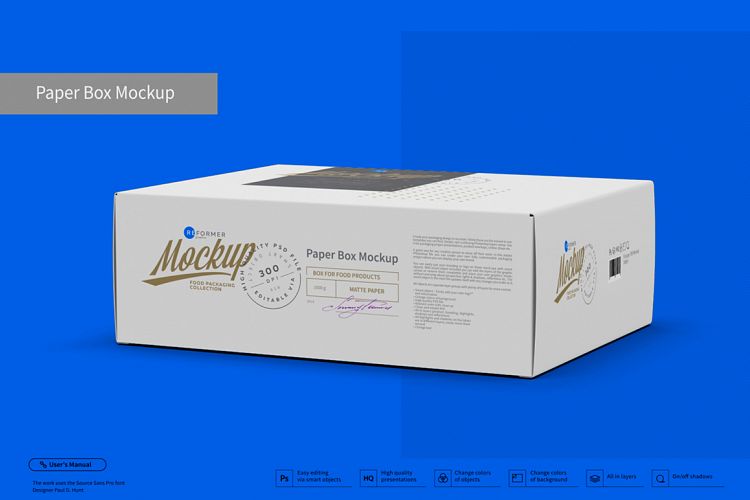 Paper Box Mockup Half Side View