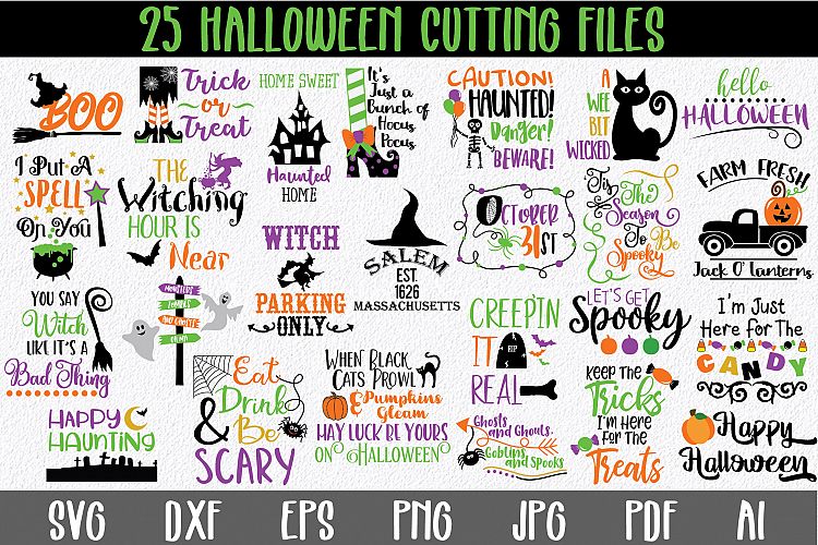 Halloween SVG Bundle with 25 SVG PNG DXF EPS JPG Cut Files