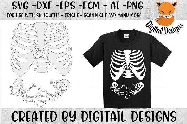 Twin Baby Skeleton X-Ray SVG for Silhouette -Cricut