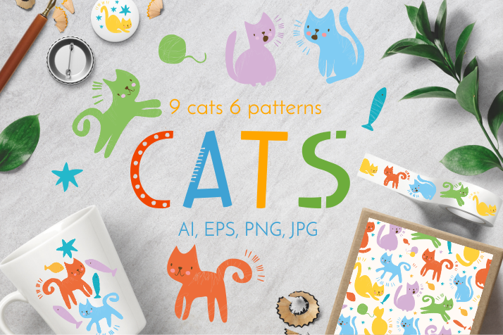 Funny cats (eps,ai,png)