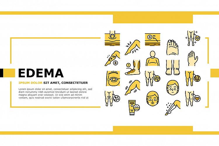 Edema Disease Symptom Landing Header Vector example image 1