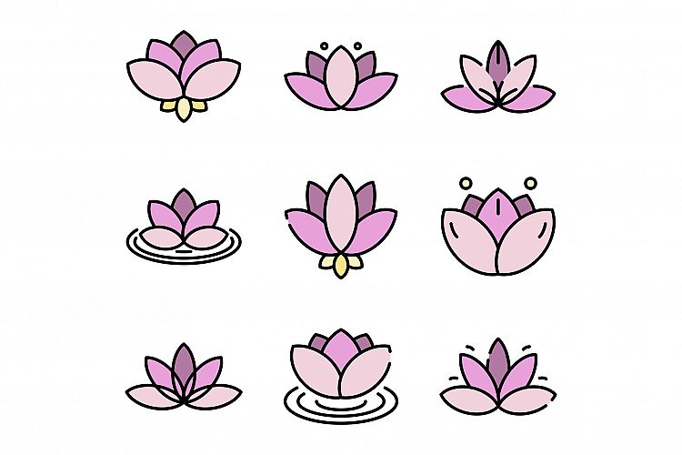 Lotus icons vector flat