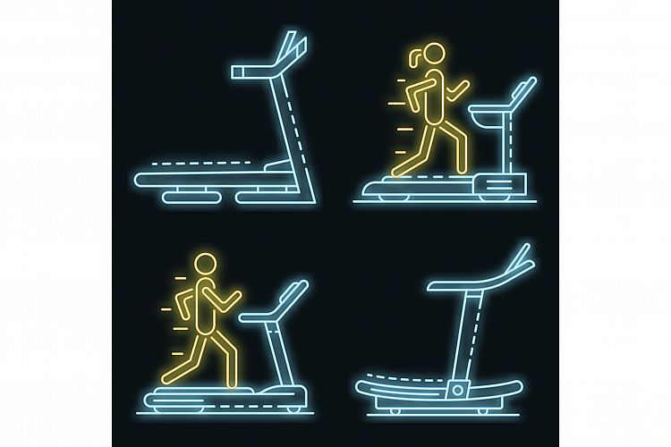 Treadmill icon set vector neon example image 1