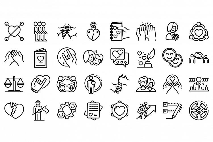 Trust icons set, outline style example image 1