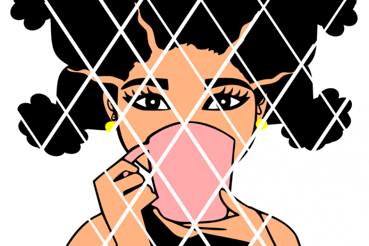 WOMAN DRINKING WITH MUG SVG,Bantu HAIR SVG,SISTAH
