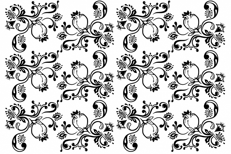 Hand drawing pomegranate ornamental line art pattern