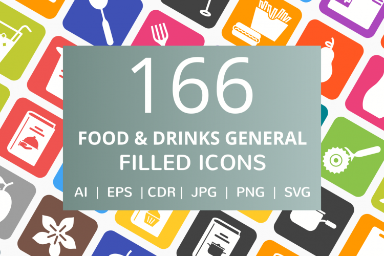 166 Food   Drinks General Filled Round Corner Icons
