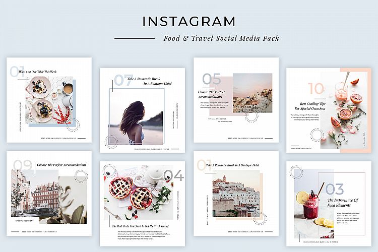 Modern Food & Travel Instagram Post Templates