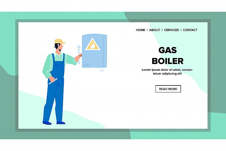 Gas Boiler Equipment Checking Repairman Vector example image 1