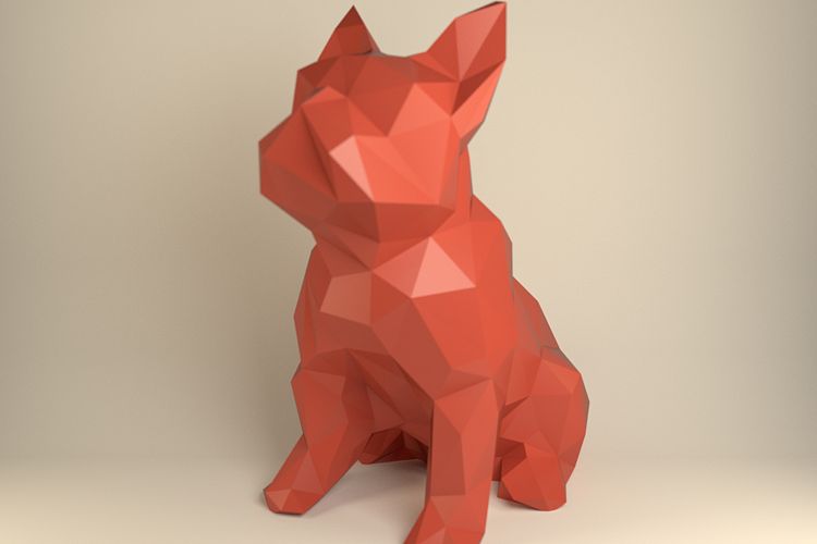 French Bulldog, Papercraft Bulldog, Paper Dog, Paper Animals, Papertoy, Home Decor, Frenchie, 3D papercraft model, lowpoly DIY, hobby idea example image 1