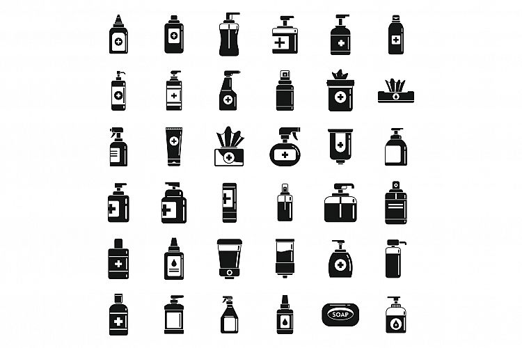 Antiseptic bottle icons set, simple style example image 1