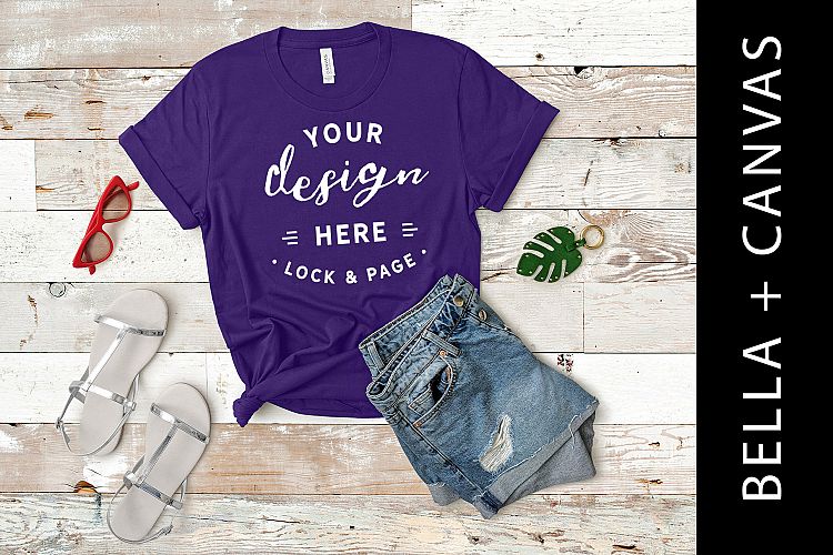 Team Purple Bella Canvas 3001 Cute T Shirt Mockup For Women