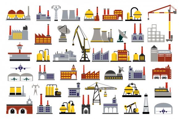 Industrial icon vector set