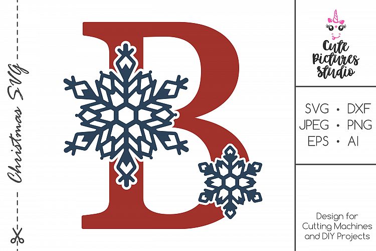 Download Christmas monogram svg. Snowflake letter 'B' SVG