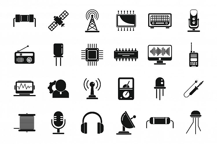 Radio engineer icons set, simple style