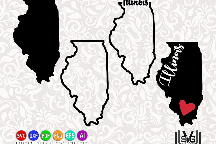 Illinois Designs SVG - Illinois state svg - Illinois prints svg - Illinois outline - Illinois decal designs - Cricut files - Silhouette files