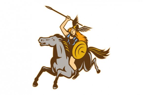 Valkyrie Riding Horse Retro example image 1