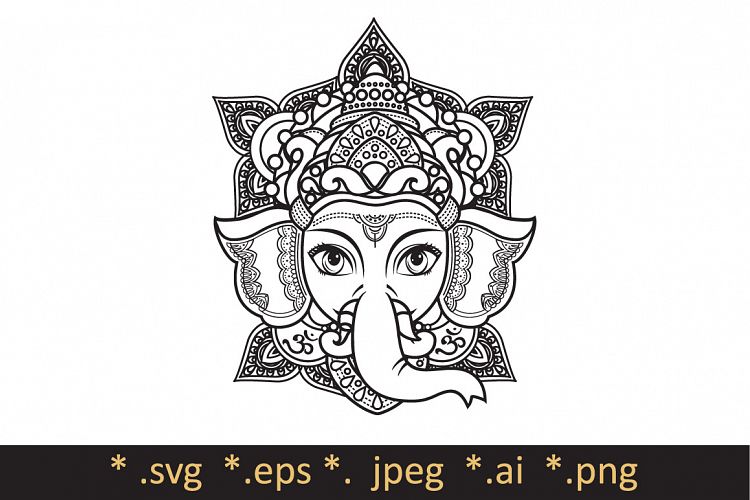 Lord Ganesha. Template for coloring book. Cutting file svg. Vector illustration of Happy Lord Ganesh for Ganpati Chaturthi.