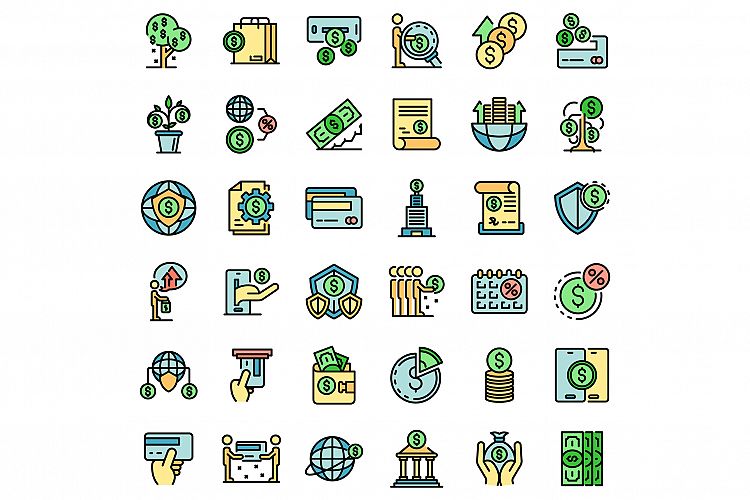 Credit union icons set vector flat example image 1