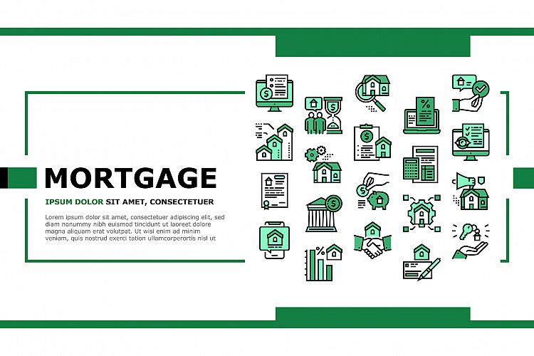 Mortgage Real Estate Landing Header Vector example image 1