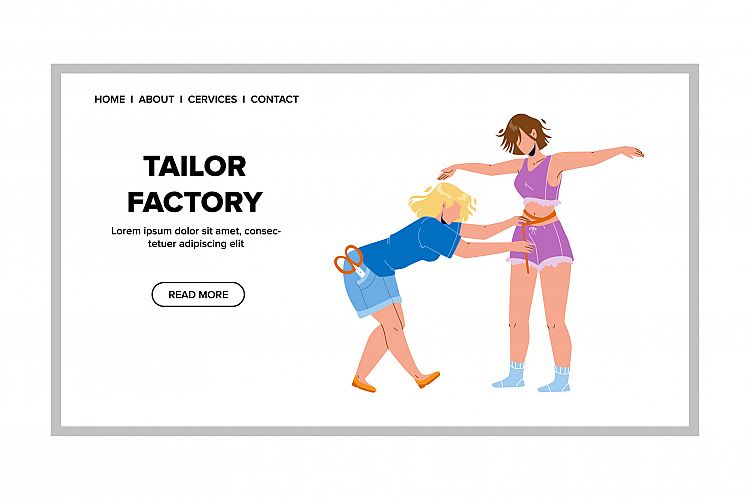 Tailor Factory Worker Measuring Model Sizes Vector example image 1