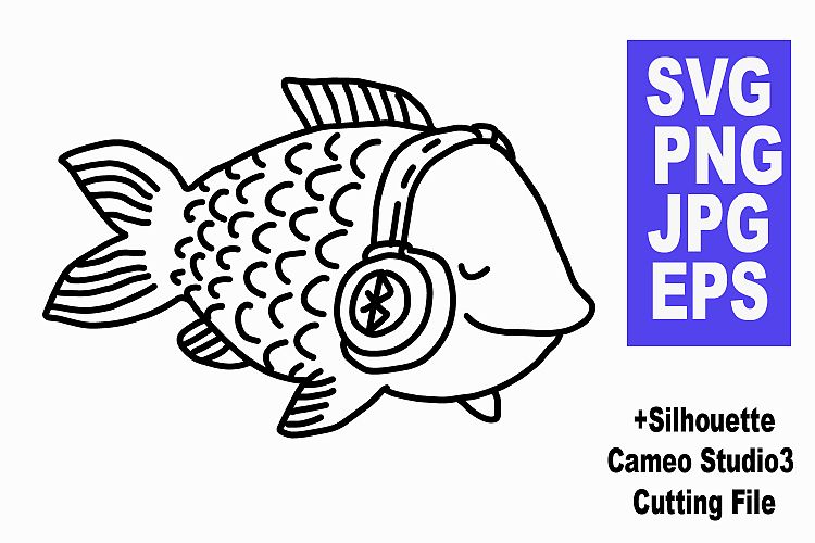 Fish Listening to the Song - SVG/EPS/PNG/JPG