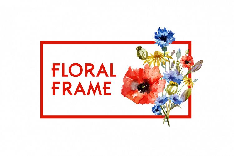 watercolor hand painting floral frame vector