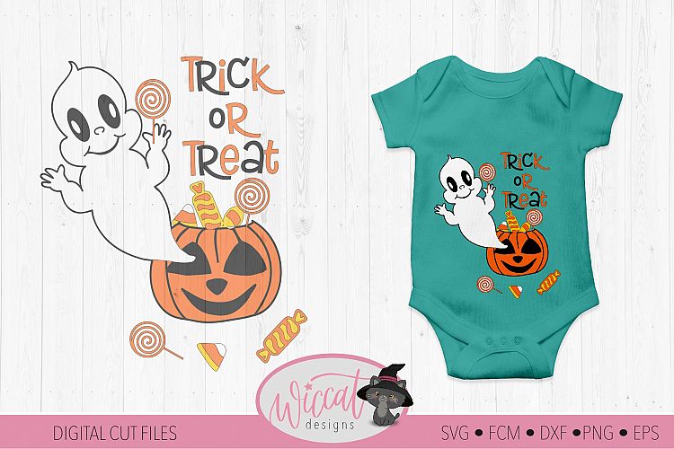 Ghost out of a pumpkin, baby Halloween svg, trick or treat