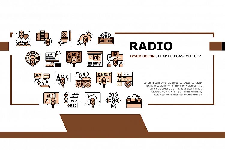 Radio Studio Podcast Landing Header Vector