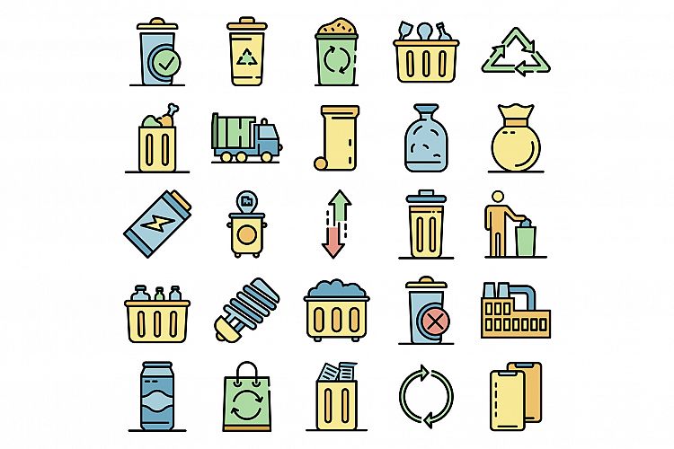 Garbage icons vector flat example image 1
