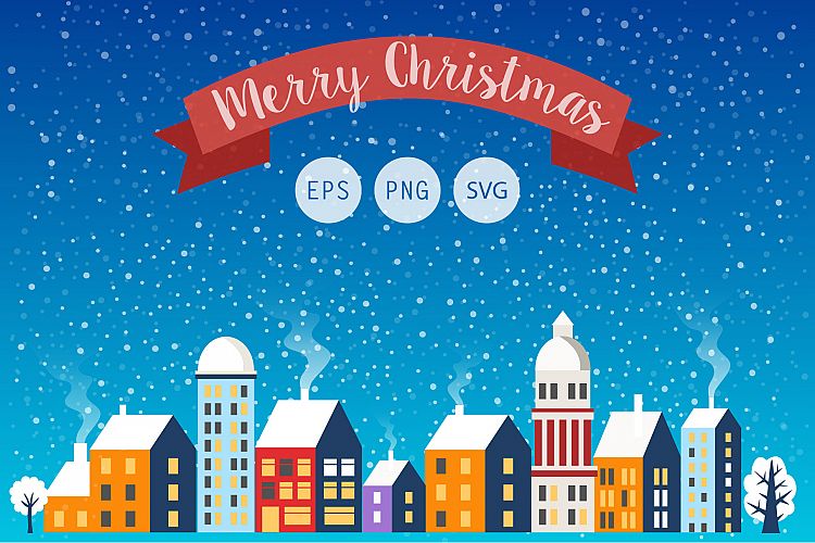 City landscape Christmas