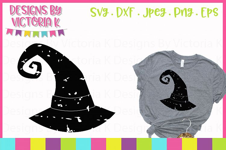 Distressed Witch Hat, Halloween, SVG, DXF, PNG