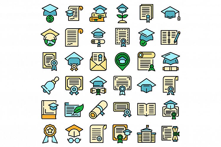 Degree icons set vector flat example image 1