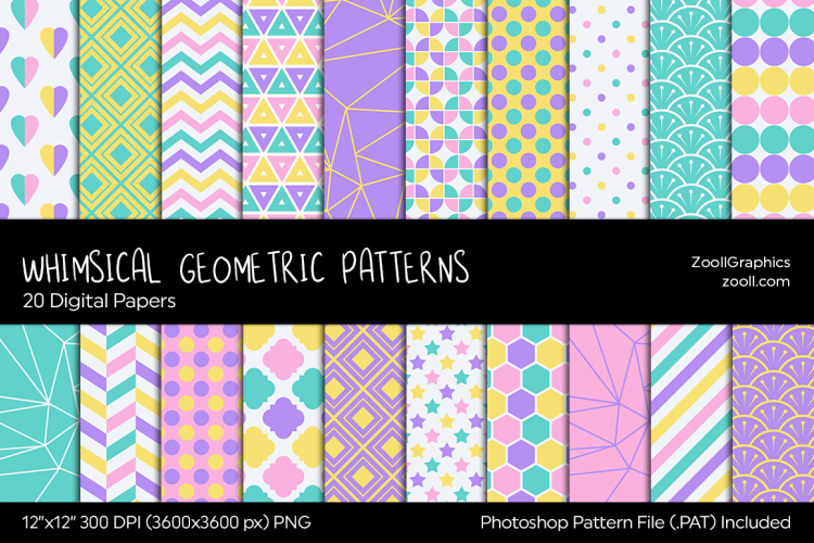Whimsical Geometric Digital Papers